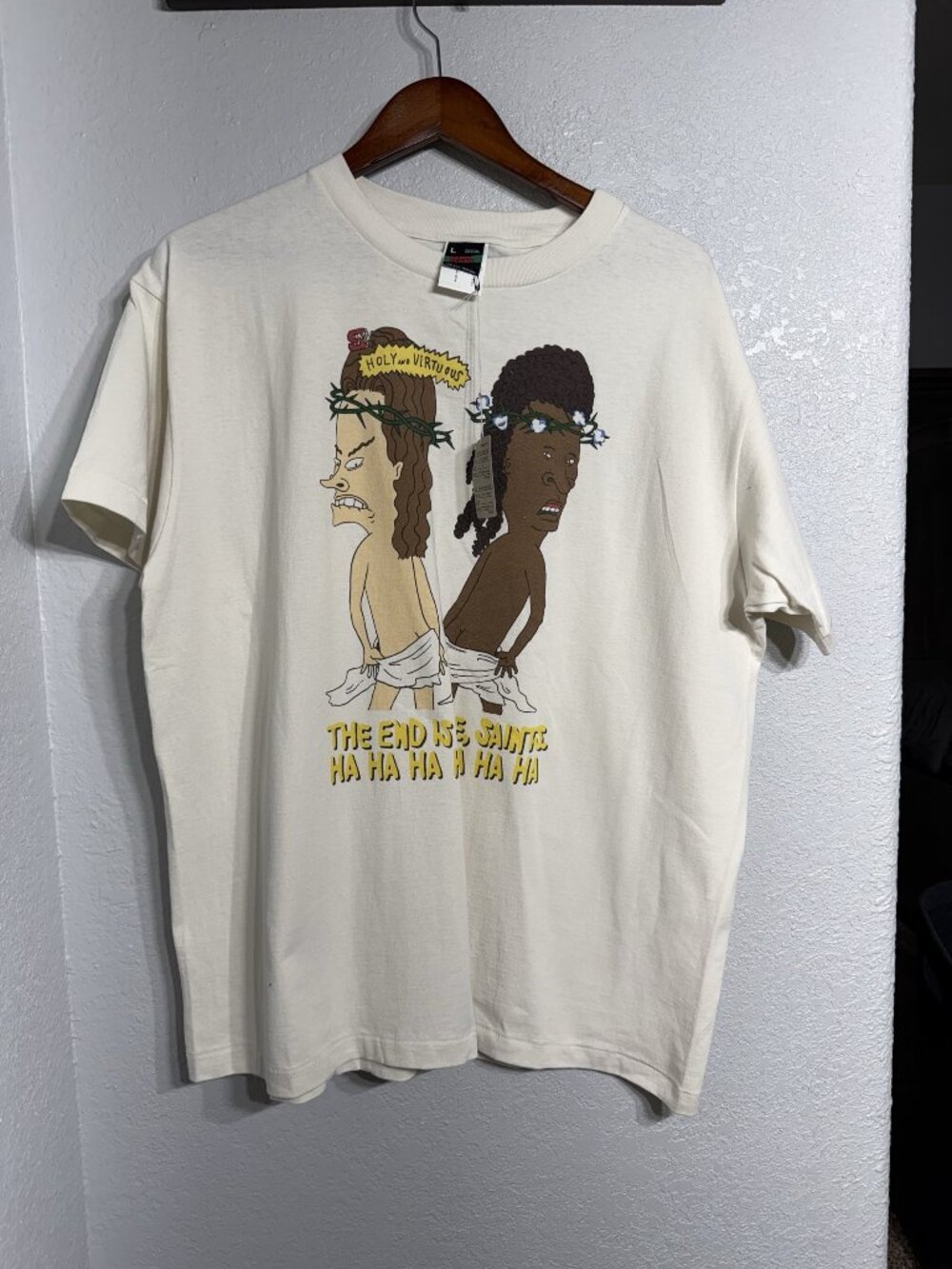 Saint Tears White Cotton Cartoon Graphic T-Shirt L